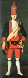 Granadeiro do Batalhão de Corpo Vermelho da Guarda Gigante Friedrich Wilhelm I.